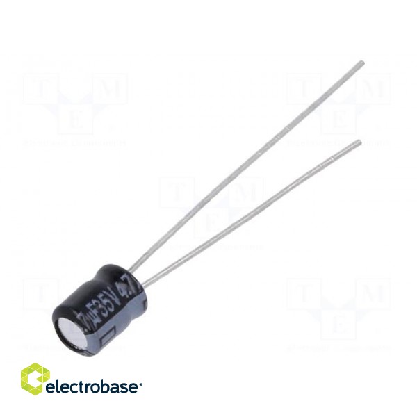 Capacitor: electrolytic | THT | 4.7uF | 35VDC | Ø4x5mm | Pitch: 1.5mm