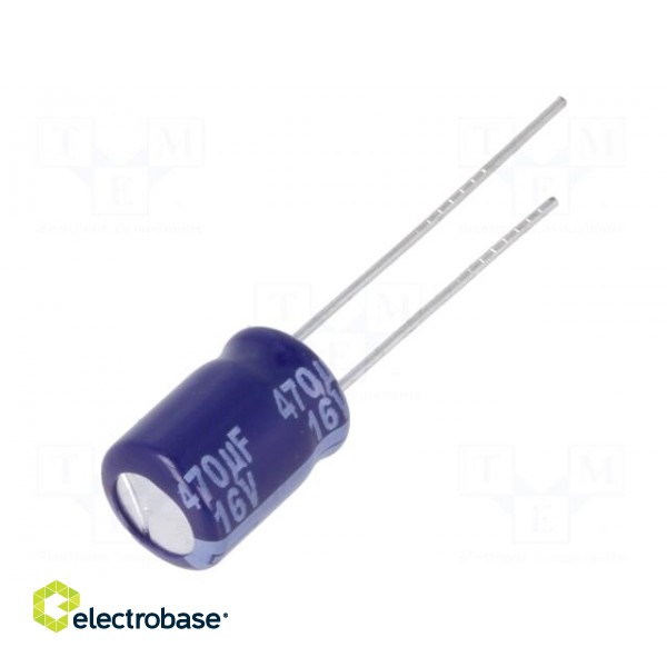 Capacitor: electrolytic | THT | 470uF | 16VDC | Ø8x11.5mm | Pitch: 3.5mm