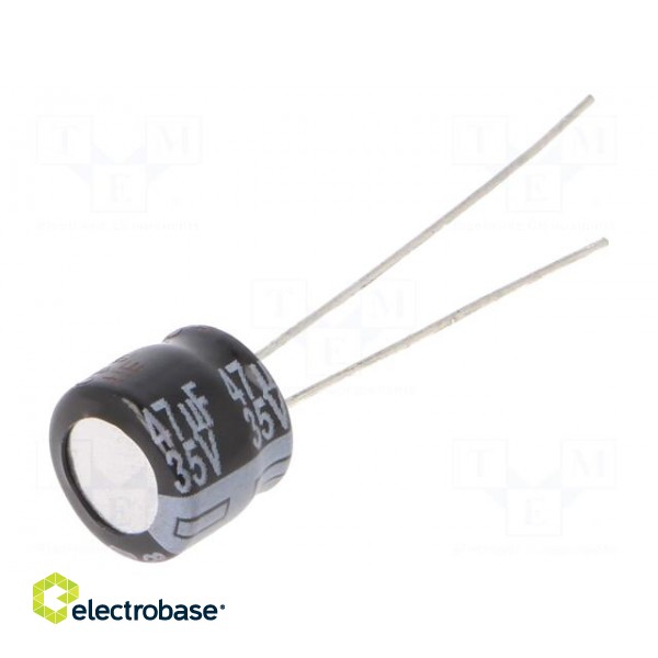 Capacitor: electrolytic | THT | 47uF | 35VDC | Ø8x7mm | Pitch: 2.5mm