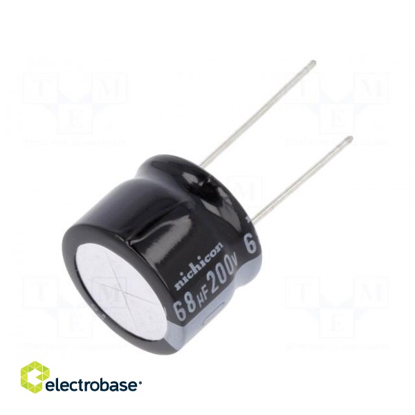 Capacitor: electrolytic | THT | 68uF | 200VDC | Ø20x15mm | Pitch: 10mm