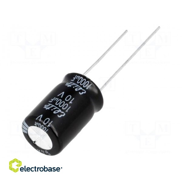 Capacitor: electrolytic | THT | 1000uF | 10VDC | Ø10x16mm | Pitch: 5mm