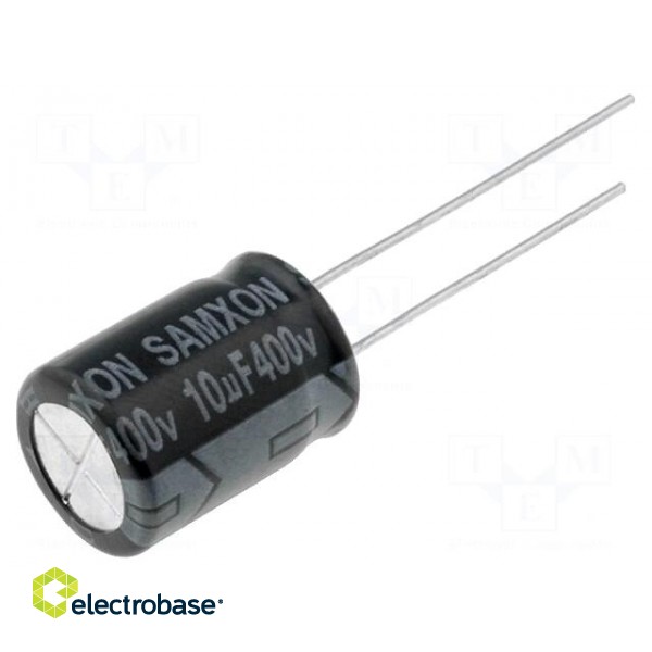 Capacitor: electrolytic | THT | 10uF | 400VDC | Ø10x13.5mm | Pitch: 5mm