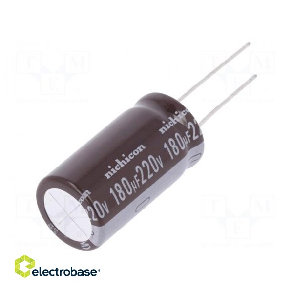 Capacitor: electrolytic | THT | 180uF | 220VDC | Ø16x31.5mm | ±20%