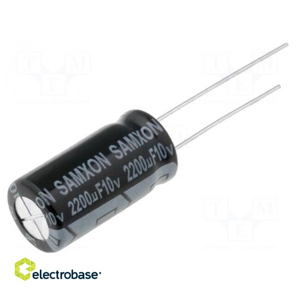 Capacitor: electrolytic | THT | 2200uF | 10VDC | Ø10x20mm | Pitch: 5mm