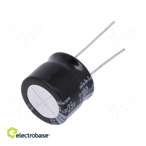 Capacitor: electrolytic | THT | 2200uF | 25VDC | Ø18x15mm | Pitch: 7.5mm