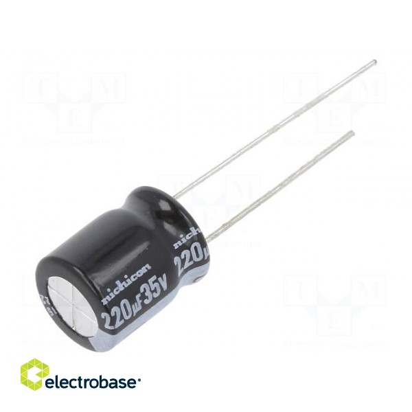 Capacitor: electrolytic | low ESR | THT | 220uF | 35VDC | Ø10x12.5mm