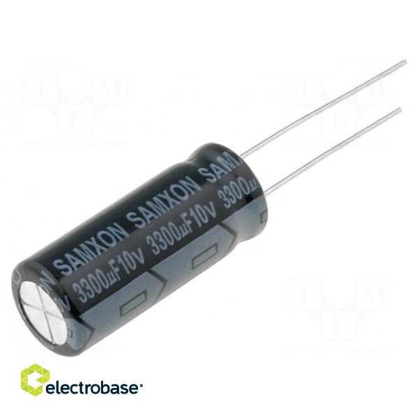 Capacitor: electrolytic | THT | 3300uF | 10VDC | Ø10x25mm | Pitch: 5mm