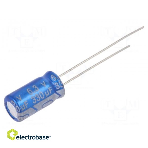 Capacitor: electrolytic | THT | 330uF | 6.3VDC | Ø6.3x11.5mm | ±20%