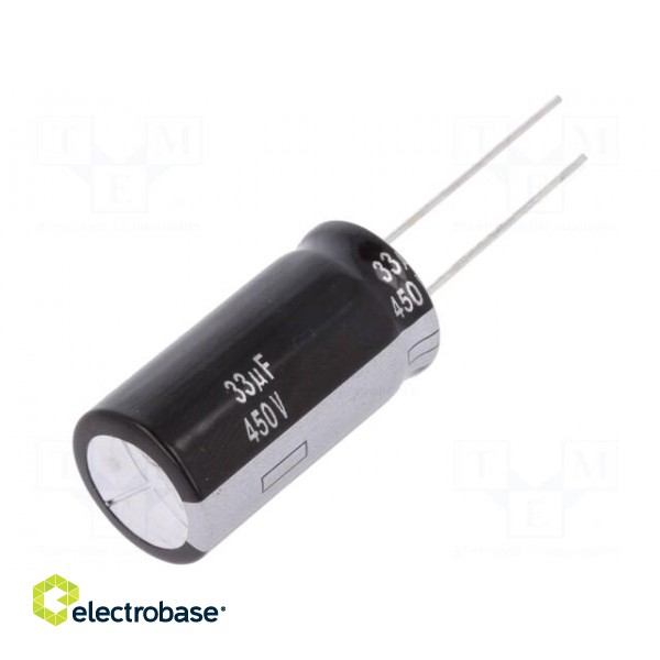 Capacitor: electrolytic | THT | 33uF | 450VDC | Ø16x31.5mm | ±20% | 5000h