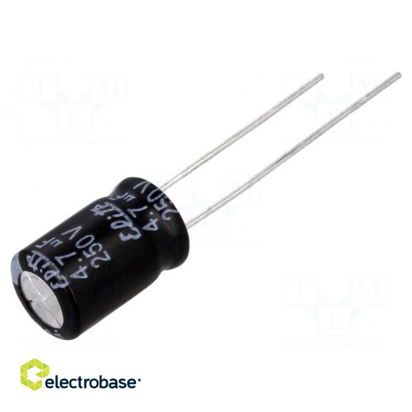 Capacitor: electrolytic | THT | 4.7uF | 250VDC | Ø8x11.5mm | ±20% | 2000h