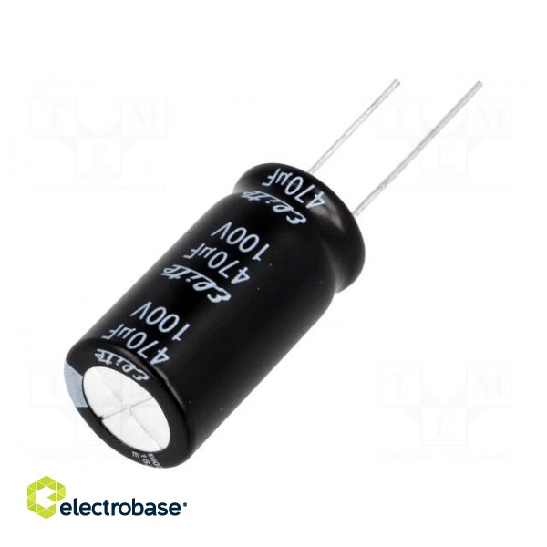 Capacitor: electrolytic | THT | 470uF | 100VDC | Ø16x31.5mm | ±20%
