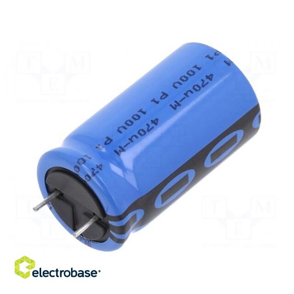 Capacitor: electrolytic | THT | 470uF | 100VDC | Ø18x31mm | Pitch: 7.5mm