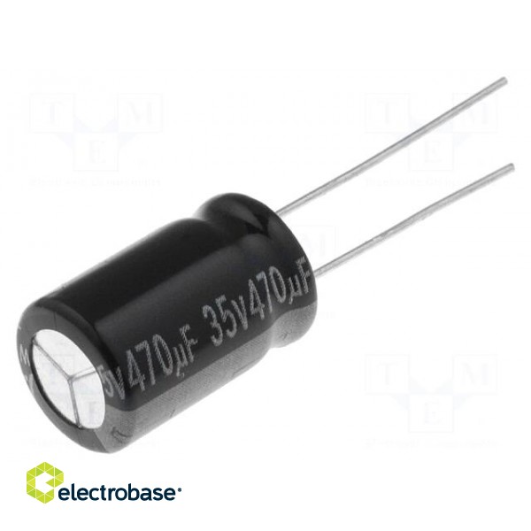 Capacitor: electrolytic | THT | 470uF | 35VDC | Ø10x16mm | Pitch: 5mm