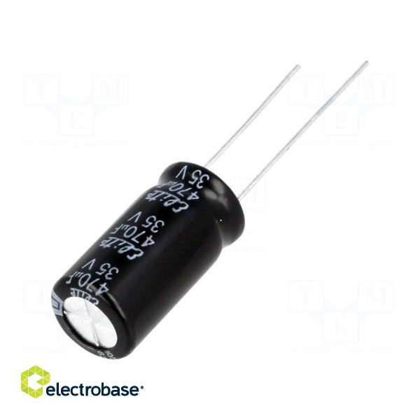 Capacitor: electrolytic | THT | 470uF | 35VDC | Ø10x20mm | Pitch: 5mm