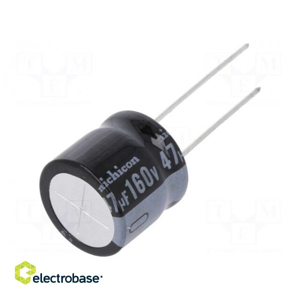 Capacitor: electrolytic | THT | 47uF | 160VDC | Ø16x15mm | Pitch: 7.5mm