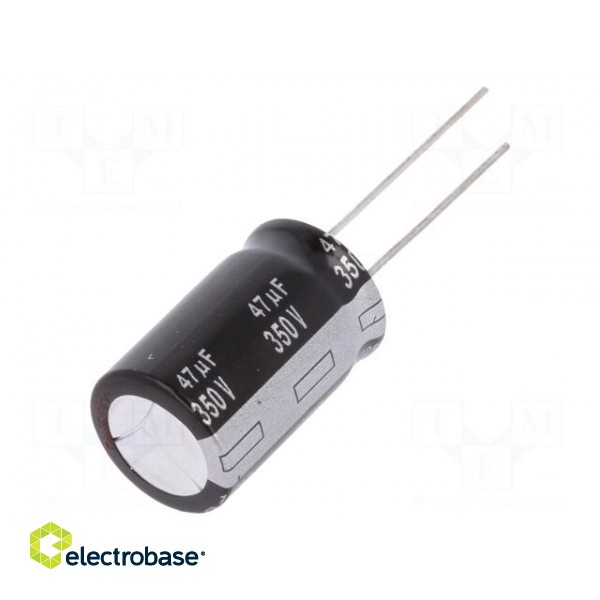 Capacitor: electrolytic | THT | 47uF | 350VDC | Ø16x25mm | Pitch: 7.5mm
