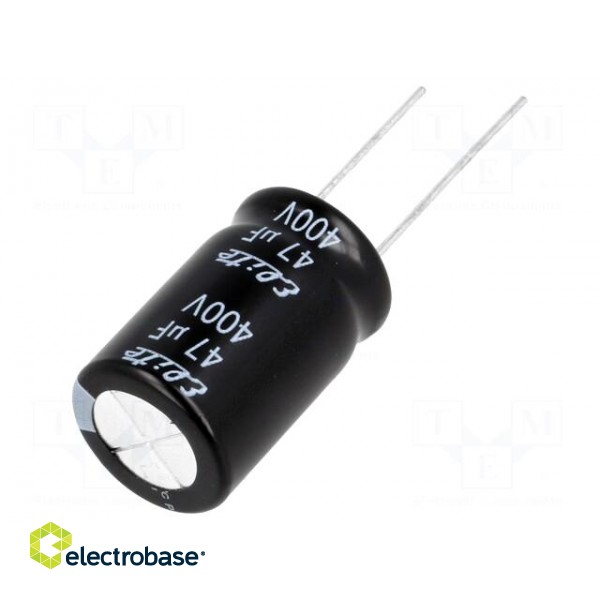 Capacitor: electrolytic | THT | 47uF | 400VDC | Ø16x25mm | Pitch: 7.5mm