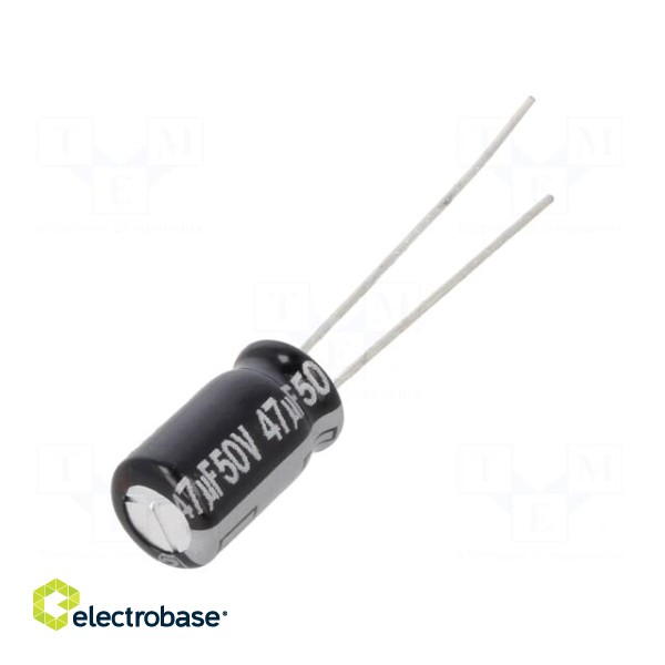 Capacitor: electrolytic | THT | 47uF | 50VDC | Ø6.3x11.2mm | ±20% | 1000h