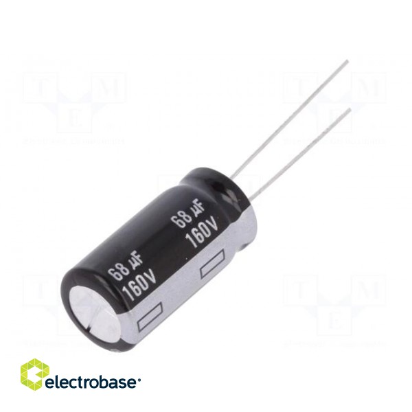 Capacitor: electrolytic | THT | 68uF | 160VDC | Ø12.5x25mm | Pitch: 5mm