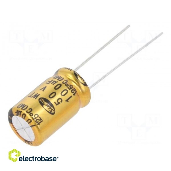 Capacitor: electrolytic | THT | 100uF | 50VDC | Ø10x16mm | ±20% | 5000h