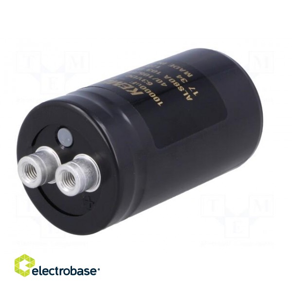 Capacitor: electrolytic | 10mF | 63VDC | Ø36x62mm | Pitch: 12.8mm | ±20% фото 2