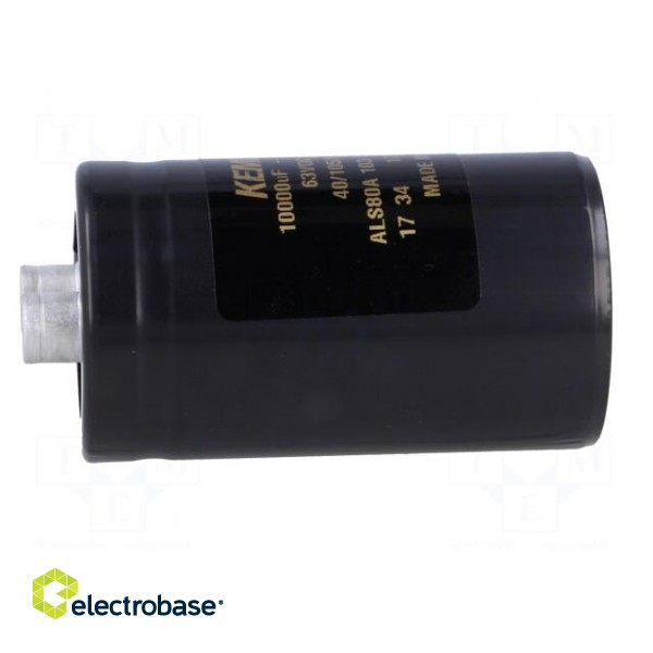 Capacitor: electrolytic | 10mF | 63VDC | Ø36x62mm | Pitch: 12.8mm | ±20% image 3