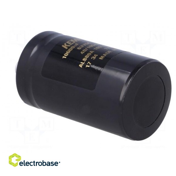 Capacitor: electrolytic | 10mF | 63VDC | Ø36x62mm | Pitch: 12.8mm | ±20% image 4