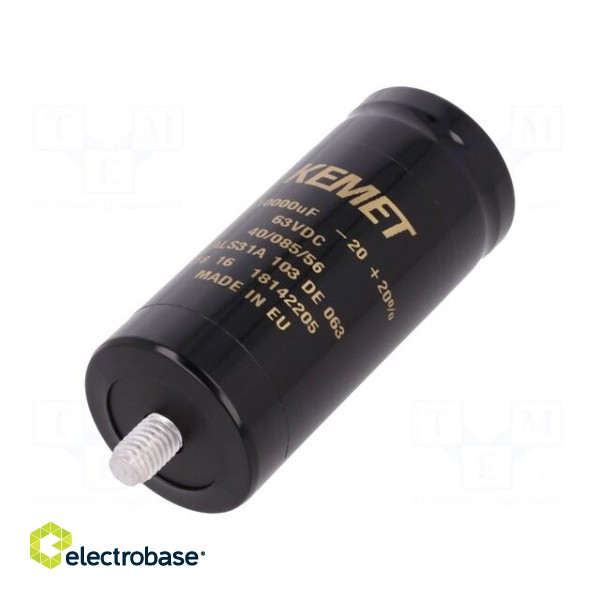 Capacitor: electrolytic | 10mF | 63VDC | Ø36x82mm | Pitch: 12.8mm | ±20% image 1