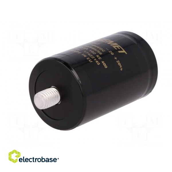 Capacitor: electrolytic | 1mF | 400VDC | Ø51x82mm | Pitch: 22.2mm | ±20% paveikslėlis 2