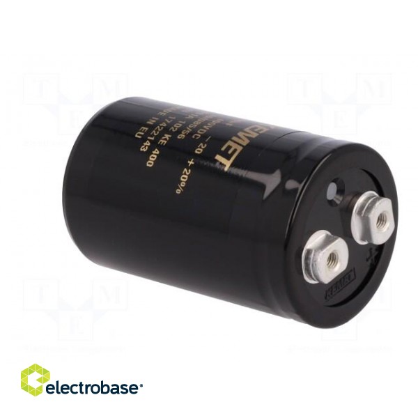 Capacitor: electrolytic | 1mF | 400VDC | Ø51x82mm | Pitch: 22.2mm | ±20% image 4
