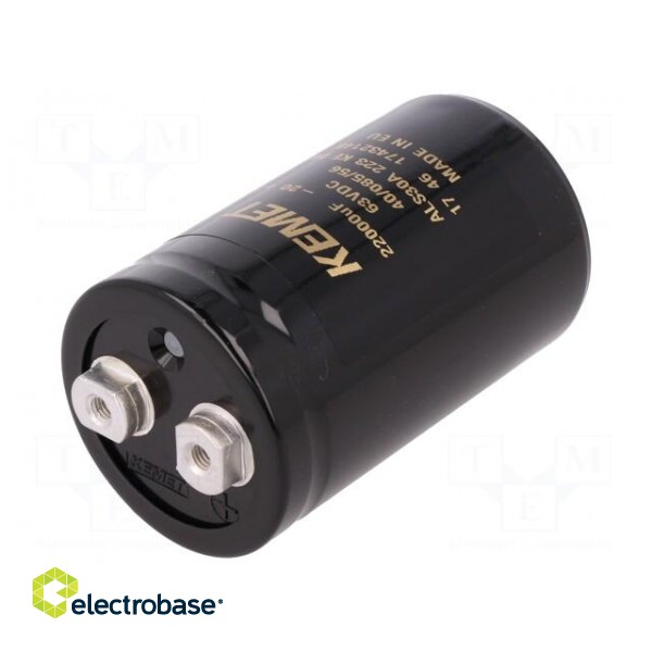 Capacitor: electrolytic | 22000uF | 63VDC | Leads: screw | ESR: 12mΩ фото 1