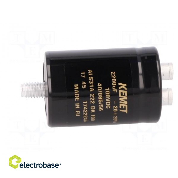 Capacitor: electrolytic | 2200uF | 100VDC | Leads: screw | ESR: 69mΩ image 3