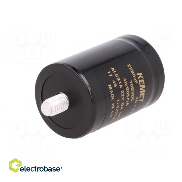 Capacitor: electrolytic | 2200uF | 100VDC | Leads: screw | ESR: 69mΩ paveikslėlis 2
