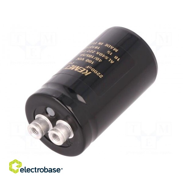 Capacitor: electrolytic | 2.2mF | 100VDC | Ø36x62mm | Pitch: 12.8mm image 1