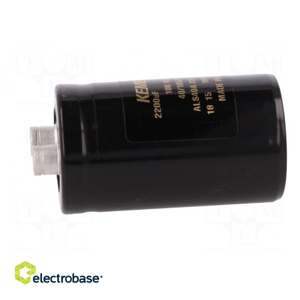 Capacitor: electrolytic | 2.2mF | 100VDC | Ø36x62mm | Pitch: 12.8mm image 3
