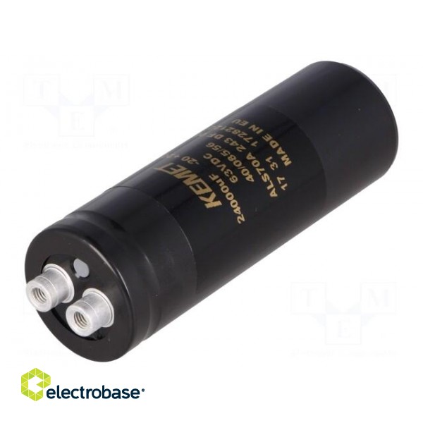 Capacitor: electrolytic | 24mF | 63VDC | Ø36x105mm | Pitch: 12.8mm image 1