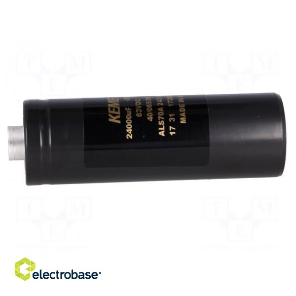 Capacitor: electrolytic | 24mF | 63VDC | Ø36x105mm | Pitch: 12.8mm фото 3