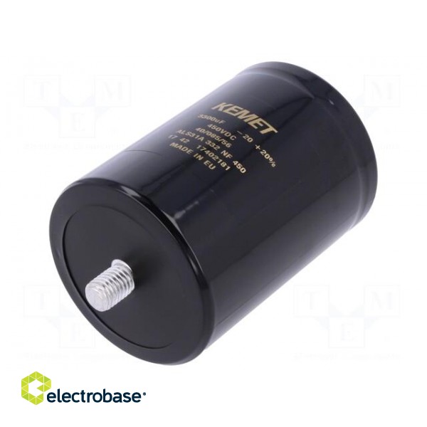 Capacitor: electrolytic | 3.3mF | 450VDC | Ø77x105mm | Pitch: 31.8mm фото 1