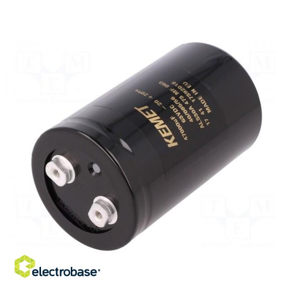 Capacitor: electrolytic | 47mF | 63VDC | Ø66x105mm | Pitch: 28.5mm image 1