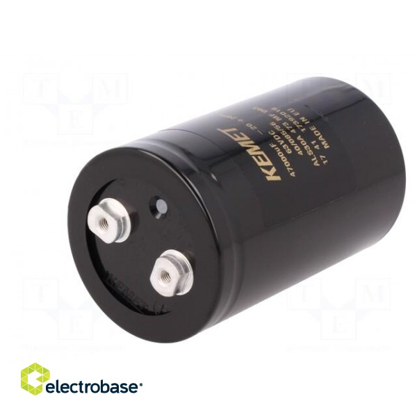 Capacitor: electrolytic | 47mF | 63VDC | Ø66x105mm | Pitch: 28.5mm image 2