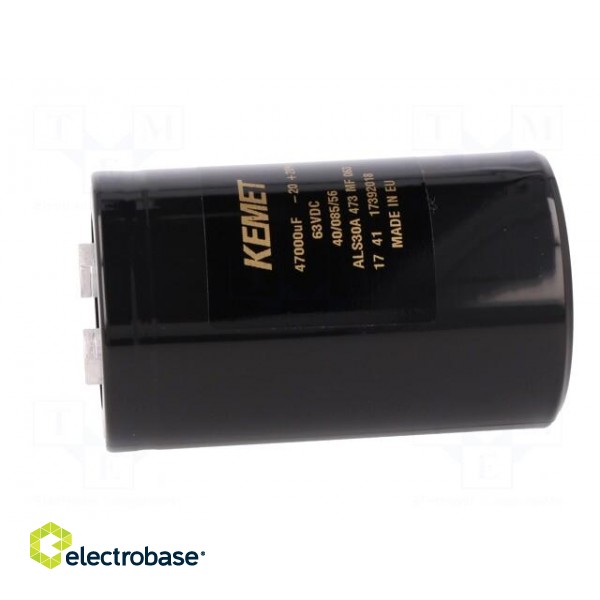 Capacitor: electrolytic | 47mF | 63VDC | Ø66x105mm | Pitch: 28.5mm image 3