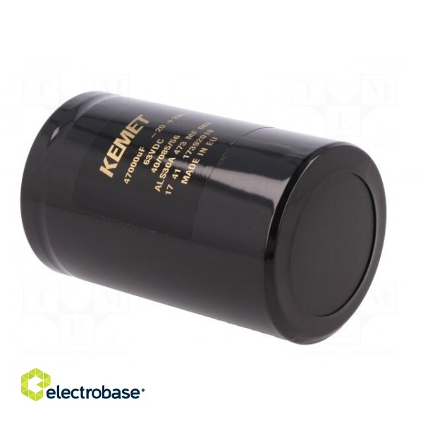 Capacitor: electrolytic | 47mF | 63VDC | Ø66x105mm | Pitch: 28.5mm image 4