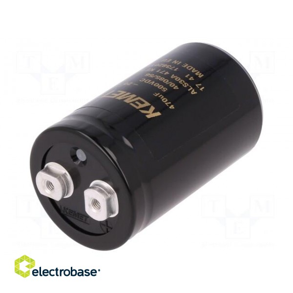 Capacitor: electrolytic | 470uF | 500VDC | Leads: screw | ESR: 365mΩ paveikslėlis 1