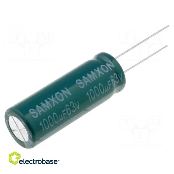 Capacitor: electrolytic | low ESR | THT | 1000uF | 63VDC | Ø12.5x35mm