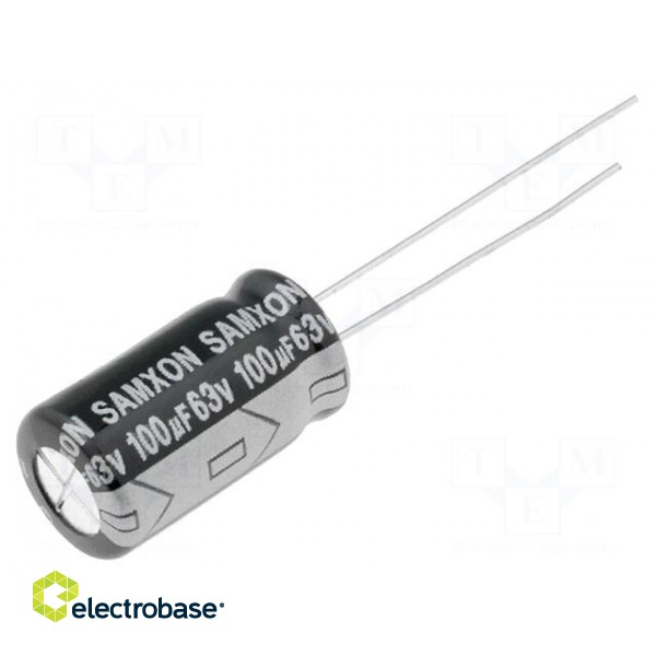 Capacitor: electrolytic | low ESR | THT | 100uF | 63VDC | Ø8x16mm | ±20%