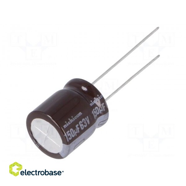 Capacitor: electrolytic | low impedance | THT | 150uF | 63VDC | ±20%