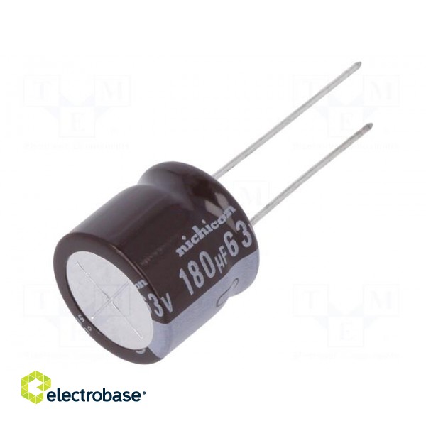 Capacitor: electrolytic | low impedance | THT | 180uF | 63VDC | ±20%