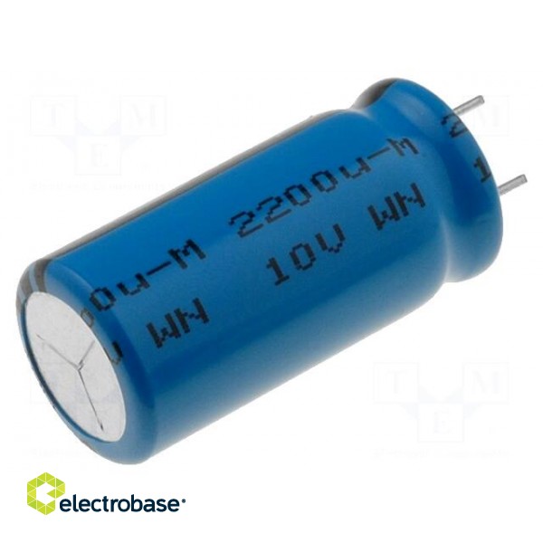 Capacitor: electrolytic | low ESR | THT | 2200uF | 10VDC | Ø12.5x25mm