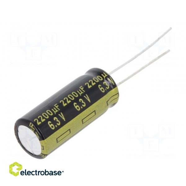 Capacitor: electrolytic | low ESR | THT | 2200uF | 6.3VDC | Ø10x25mm