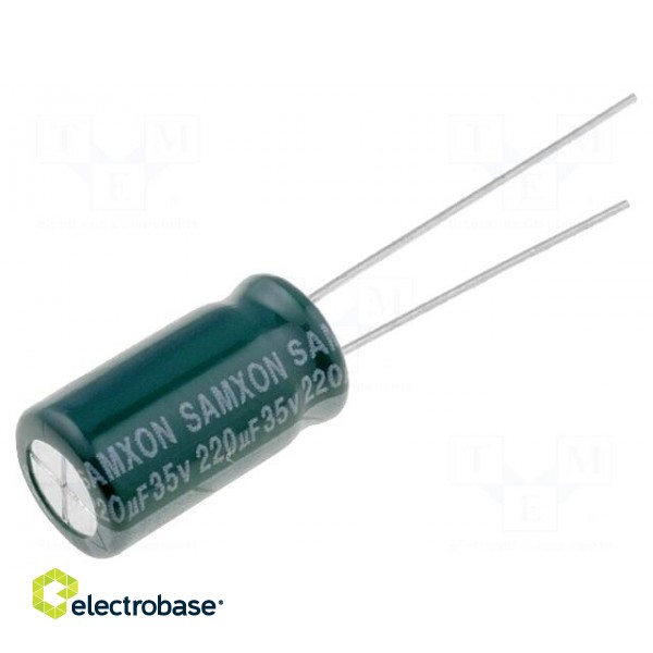 Capacitor: electrolytic | low impedance | THT | 220uF | 35VDC | Ø8x16mm